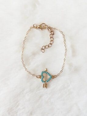5/$15 🩷 MUST BUNDLE Gold-Tone Turquoise Heart Arrow Bracelet - Women Jewelry